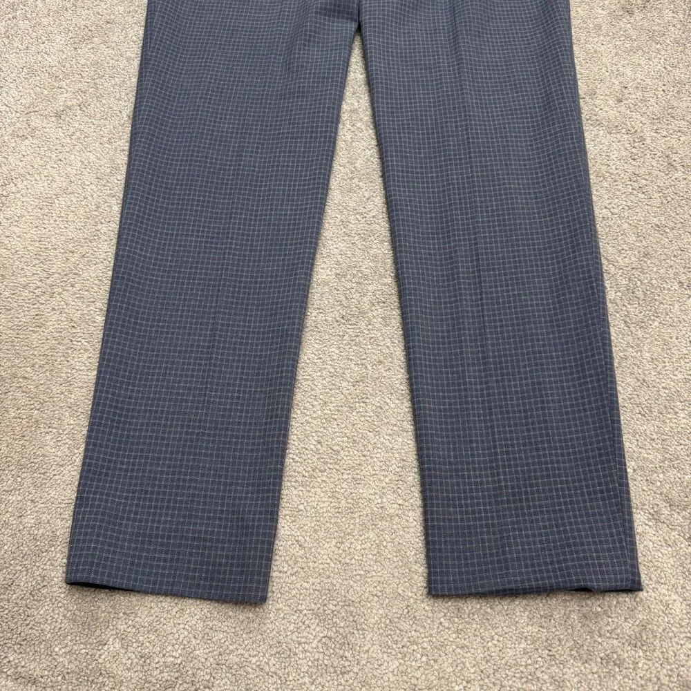Banana Republic Slim Fit Dress Pants Mens 36x34 Blue Grid Check Stretch Trouser